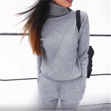 Load image into Gallery viewer, Autumn and Winter Explosions Sportswear High Collar Sweater Knit Pants Suit Casual Women's Two-piece Suit