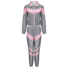 Load image into Gallery viewer, Women Tracksuits 2 Piece Set Reflective Zip Crop Top Pants Windbreaker Fashion Female Loose Glow Jacket Coat Trousers Plus Size