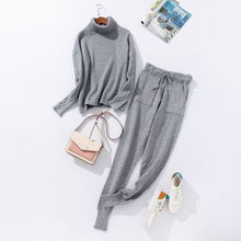 Load image into Gallery viewer, Autumn and Winter Explosions Sportswear High Collar Sweater Knit Pants Suit Casual Women's Two-piece Suit